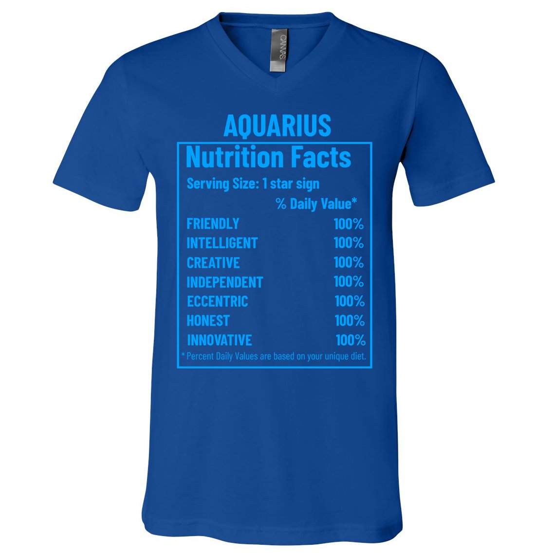 Funny Aquarius Zodiac Sign Nutrition Facts Quariuses Gift V-Neck T-Shirt