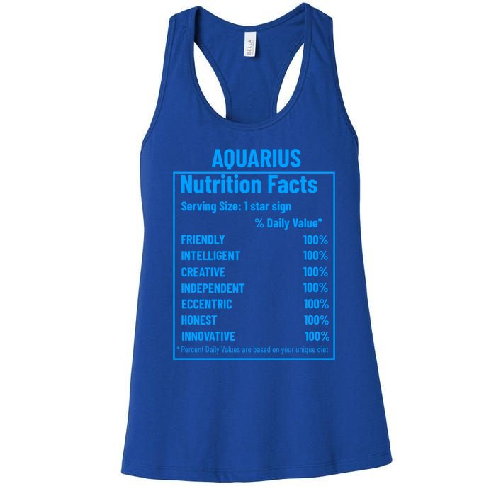 Funny Aquarius Zodiac Sign Nutrition Facts Quariuses Gift Women's Racerback Tank