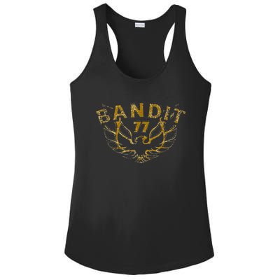 Funny Bandit 1977 Family Distressed Ladies PosiCharge Competitor Racerback Tank