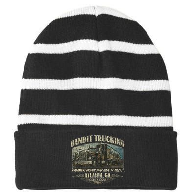 Funny Bandit 1977 Family Distressed Striped Beanie with Solid Band