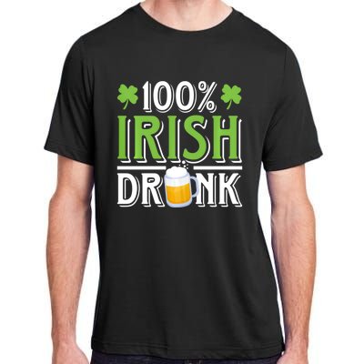 Funny Beer 100% Irish Drunk Humor Shamrock St Patrick's Day Gift Adult ChromaSoft Performance T-Shirt