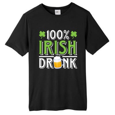 Funny Beer 100% Irish Drunk Humor Shamrock St Patrick's Day Gift Tall Fusion ChromaSoft Performance T-Shirt