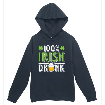 Funny Beer 100% Irish Drunk Humor Shamrock St Patrick's Day Gift Urban Pullover Hoodie