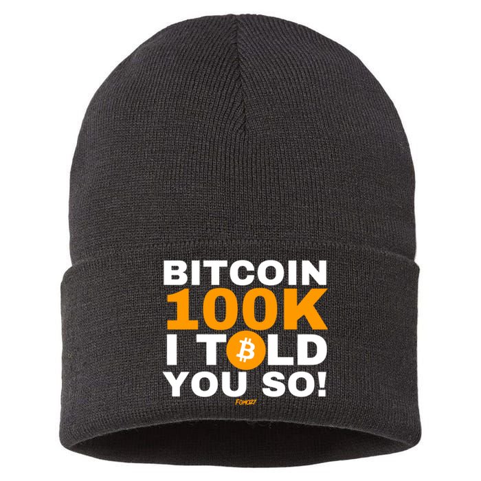 Fomo21 Bitcoin 100k I Told You So Sustainable Knit Beanie