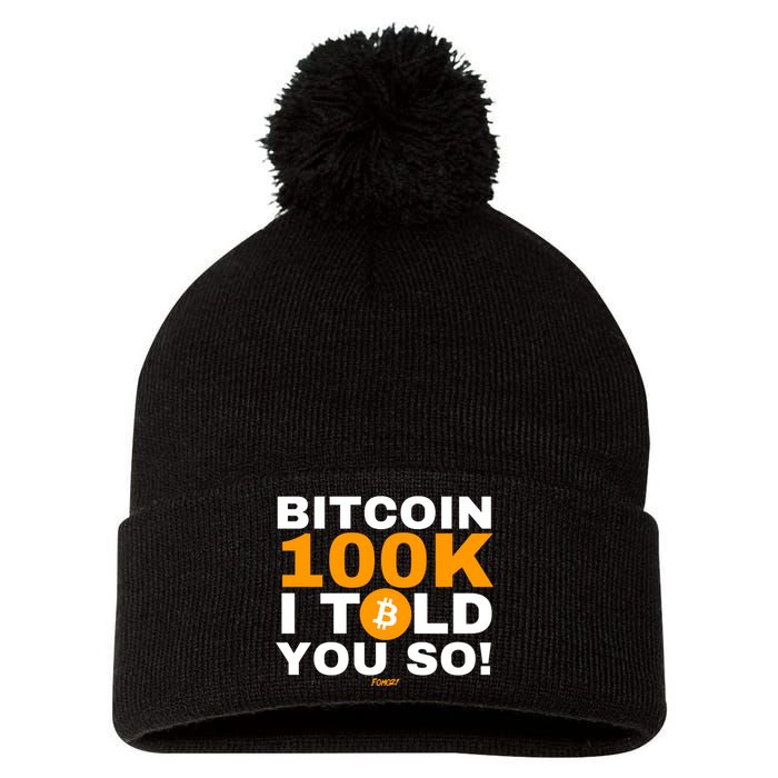 Fomo21 Bitcoin 100k I Told You So Pom Pom 12in Knit Beanie