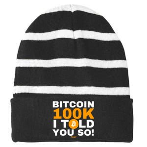 Fomo21 Bitcoin 100k I Told You So Striped Beanie with Solid Band