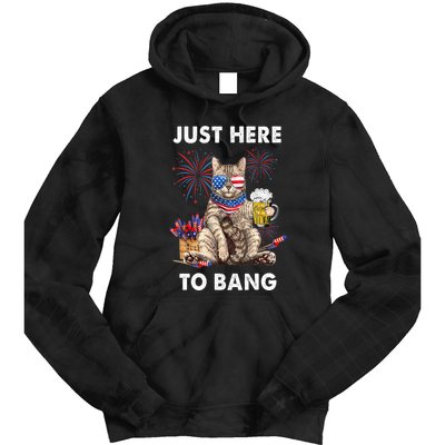 Funny Beer 4th Of July Cat Lover Just Here To Bang Usa Flag Gift Tie Dye Hoodie