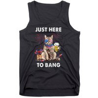 Funny Beer 4th Of July Cat Lover Just Here To Bang Usa Flag Gift Tank Top