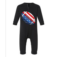 Football Ball 4th Of July Boy American Flag Infant Fleece One Piece