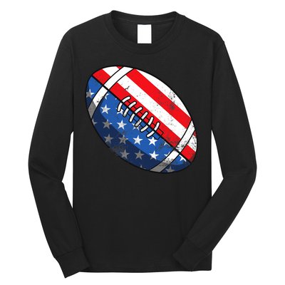 Football Ball 4th Of July Boy American Flag Long Sleeve Shirt