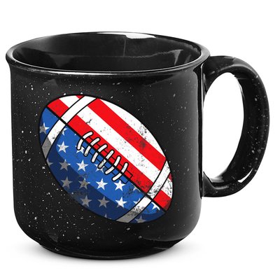 Football Ball 4th Of July Boy American Flag 15oz Campfire Ceramic Mug