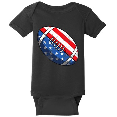 Football Ball 4th Of July Boy American Flag Baby Bodysuit