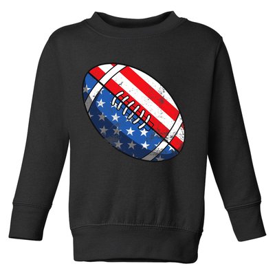 Football Ball 4th Of July Boy American Flag Toddler Sweatshirt