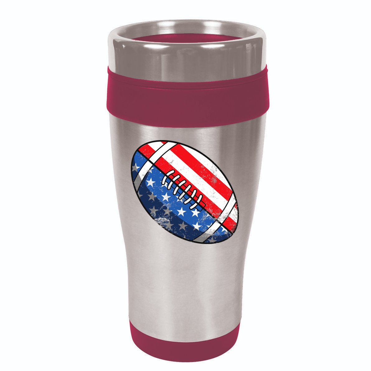 Football Ball 4th Of July Boy American Flag 16oz Travel Tumbler