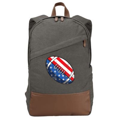 Football Ball 4th Of July Boy American Flag Cotton Canvas Backpack