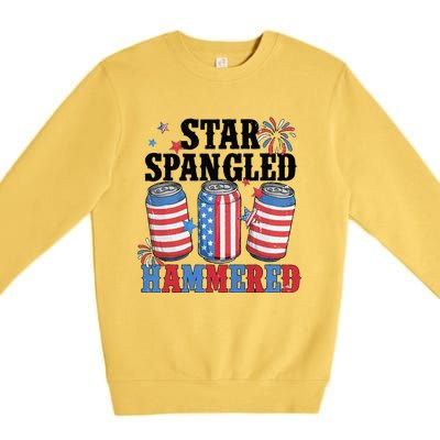 Funny Beer 4th Of July Tee Getting Star Spangled Hammered Premium Crewneck Sweatshirt