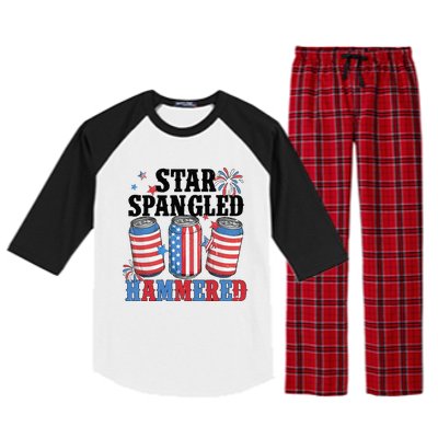 Funny Beer 4th Of July Tee Getting Star Spangled Hammered Raglan Sleeve Pajama Set