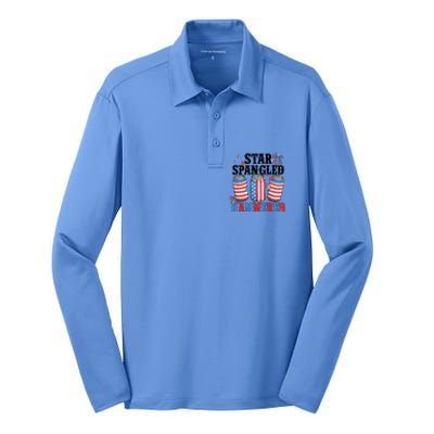 Funny Beer 4th Of July Tee Getting Star Spangled Hammered Silk Touch Performance Long Sleeve Polo