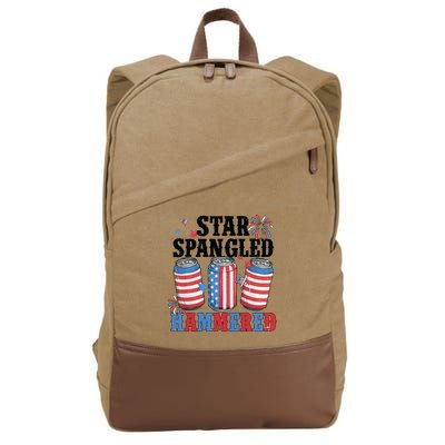 Funny Beer 4th Of July Tee Getting Star Spangled Hammered Cotton Canvas Backpack