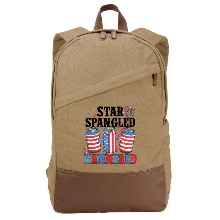 Funny Beer 4th Of July Tee Getting Star Spangled Hammered Cotton Canvas Backpack