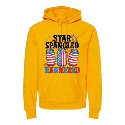 Funny Beer 4th Of July Tee Getting Star Spangled Hammered Premium Hoodie