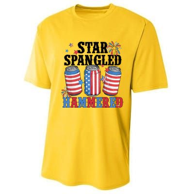 Funny Beer 4th Of July Tee Getting Star Spangled Hammered Performance Sprint T-Shirt