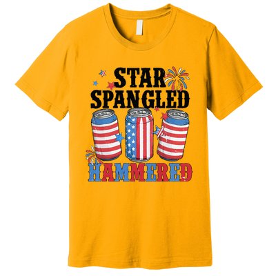 Funny Beer 4th Of July Tee Getting Star Spangled Hammered Premium T-Shirt