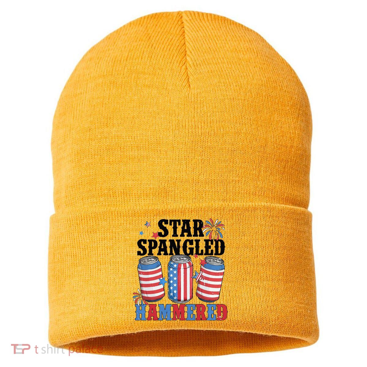 Funny Beer 4th Of July Tee Getting Star Spangled Hammered Sustainable Knit Beanie