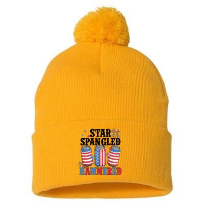 Funny Beer 4th Of July Tee Getting Star Spangled Hammered Pom Pom 12in Knit Beanie