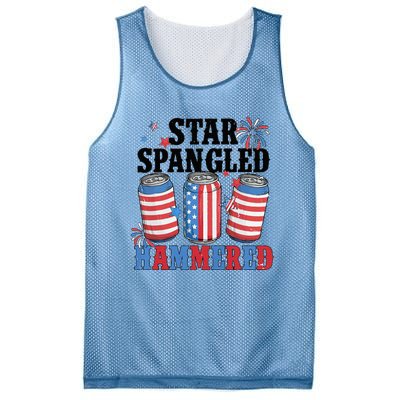 Funny Beer 4th Of July Tee Getting Star Spangled Hammered Mesh Reversible Basketball Jersey Tank