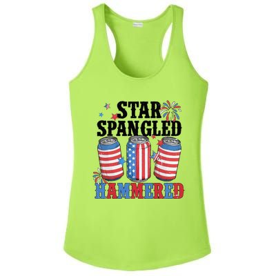 Funny Beer 4th Of July Tee Getting Star Spangled Hammered Ladies PosiCharge Competitor Racerback Tank