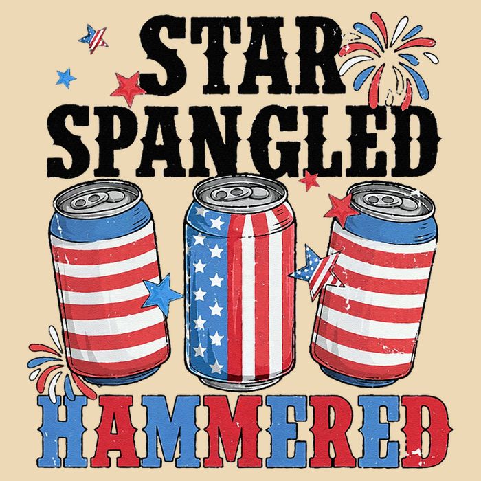 Funny Beer 4th Of July Tee Getting Star Spangled Hammered Drawstring Bag