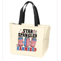Funny Beer 4th Of July Tee Getting Star Spangled Hammered Zip Tote Bag