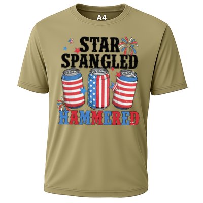 Funny Beer 4th Of July Tee Getting Star Spangled Hammered Performance Shirt