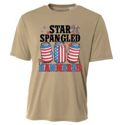 Funny Beer 4th Of July Tee Getting Star Spangled Hammered Cooling Performance Crew T-Shirt