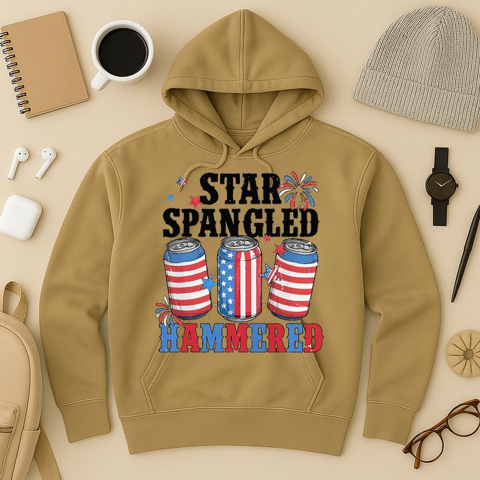 Funny Beer 4th Of July Tee Getting Star Spangled Hammered Hoodie