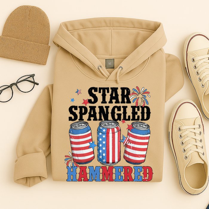 Funny Beer 4th Of July Tee Getting Star Spangled Hammered Hoodie