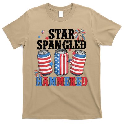 Funny Beer 4th Of July Tee Getting Star Spangled Hammered T-Shirt