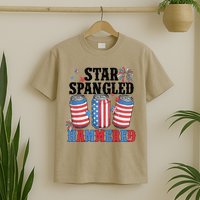 Funny Beer 4th Of July Tee Getting Star Spangled Hammered T-Shirt