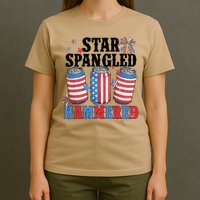 Funny Beer 4th Of July Tee Getting Star Spangled Hammered T-Shirt
