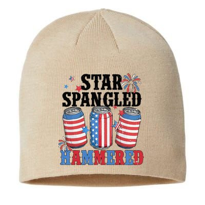Funny Beer 4th Of July Tee Getting Star Spangled Hammered Sustainable Beanie