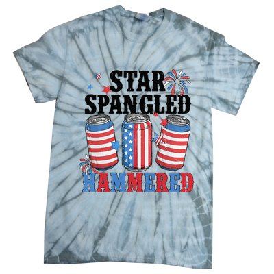 Funny Beer 4th Of July Tee Getting Star Spangled Hammered Tie-Dye T-Shirt