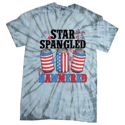 Funny Beer 4th Of July Tee Getting Star Spangled Hammered Tie-Dye T-Shirt