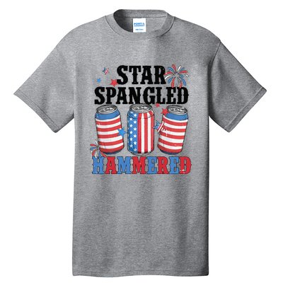 Funny Beer 4th Of July Tee Getting Star Spangled Hammered Tall T-Shirt