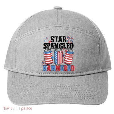 Funny Beer 4th Of July Tee Getting Star Spangled Hammered 7-Panel Snapback Hat