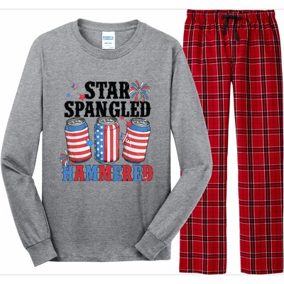 Funny Beer 4th Of July Tee Getting Star Spangled Hammered Long Sleeve Pajama Set