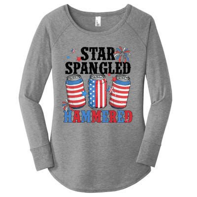 Funny Beer 4th Of July Tee Getting Star Spangled Hammered Women's Perfect Tri Tunic Long Sleeve Shirt