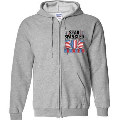 Funny Beer 4th Of July Tee Getting Star Spangled Hammered Full Zip Hoodie