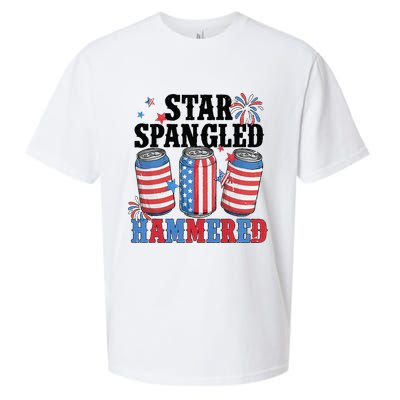 Funny Beer 4th Of July Tee Getting Star Spangled Hammered Sueded Cloud Jersey T-Shirt