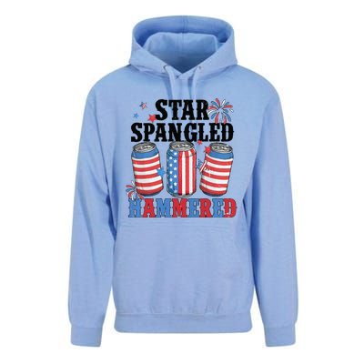 Funny Beer 4th Of July Tee Getting Star Spangled Hammered Unisex Surf Hoodie